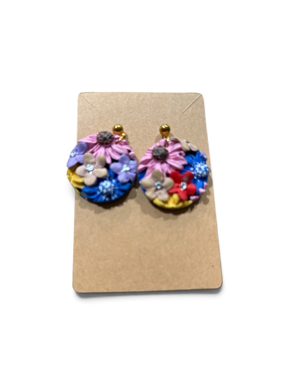 Multicolor Floral Round Drop Earrings